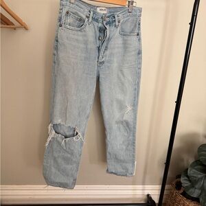 Agolde Light Blue Distressed Ankle Jeans